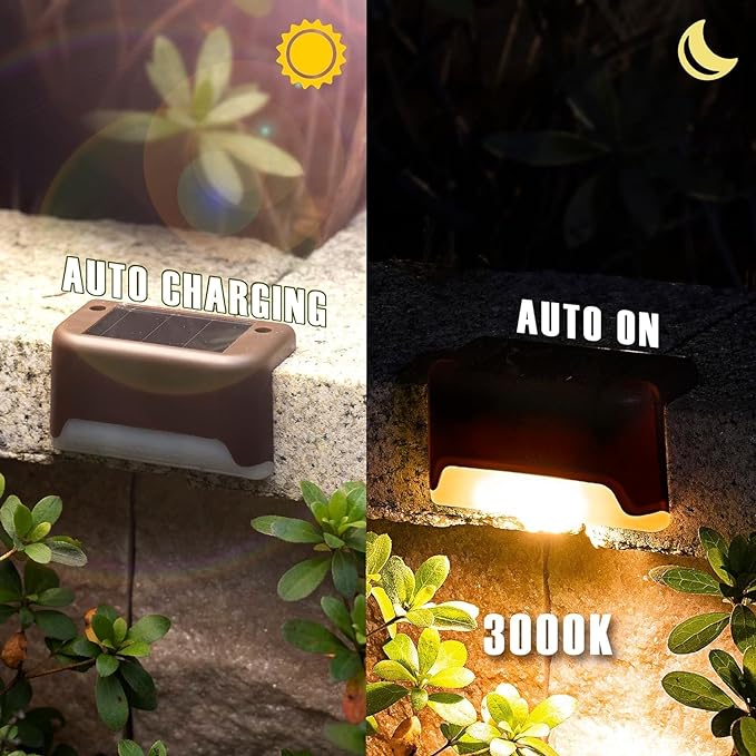 WAFUHS Solar Waterproof LED Solar Lights for Outdoor Stairs, Step, Fence, Yard, Patio, and Pathway (4/8))